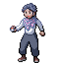 pixel art of a woman with a colorful scarf