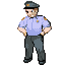 pixel art of an angry police officer