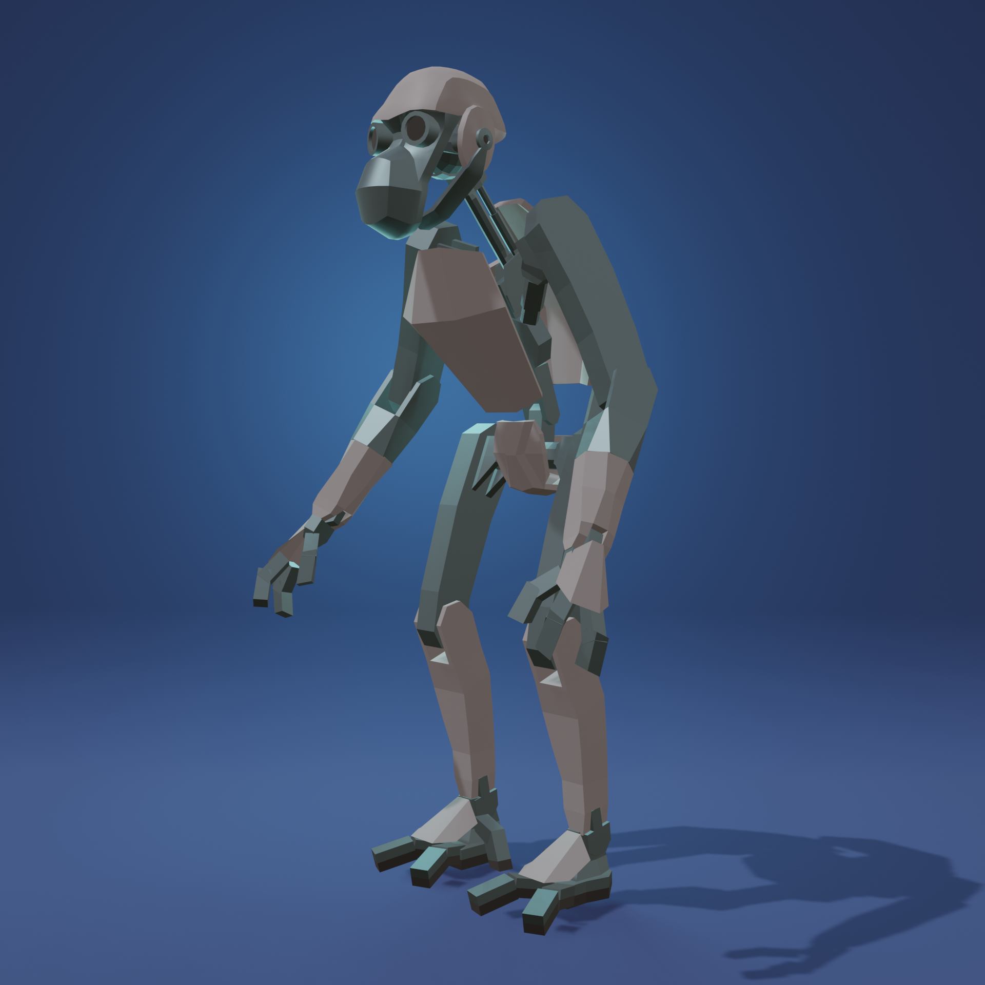 a 3D model of a robot that resembles a chimpanzee