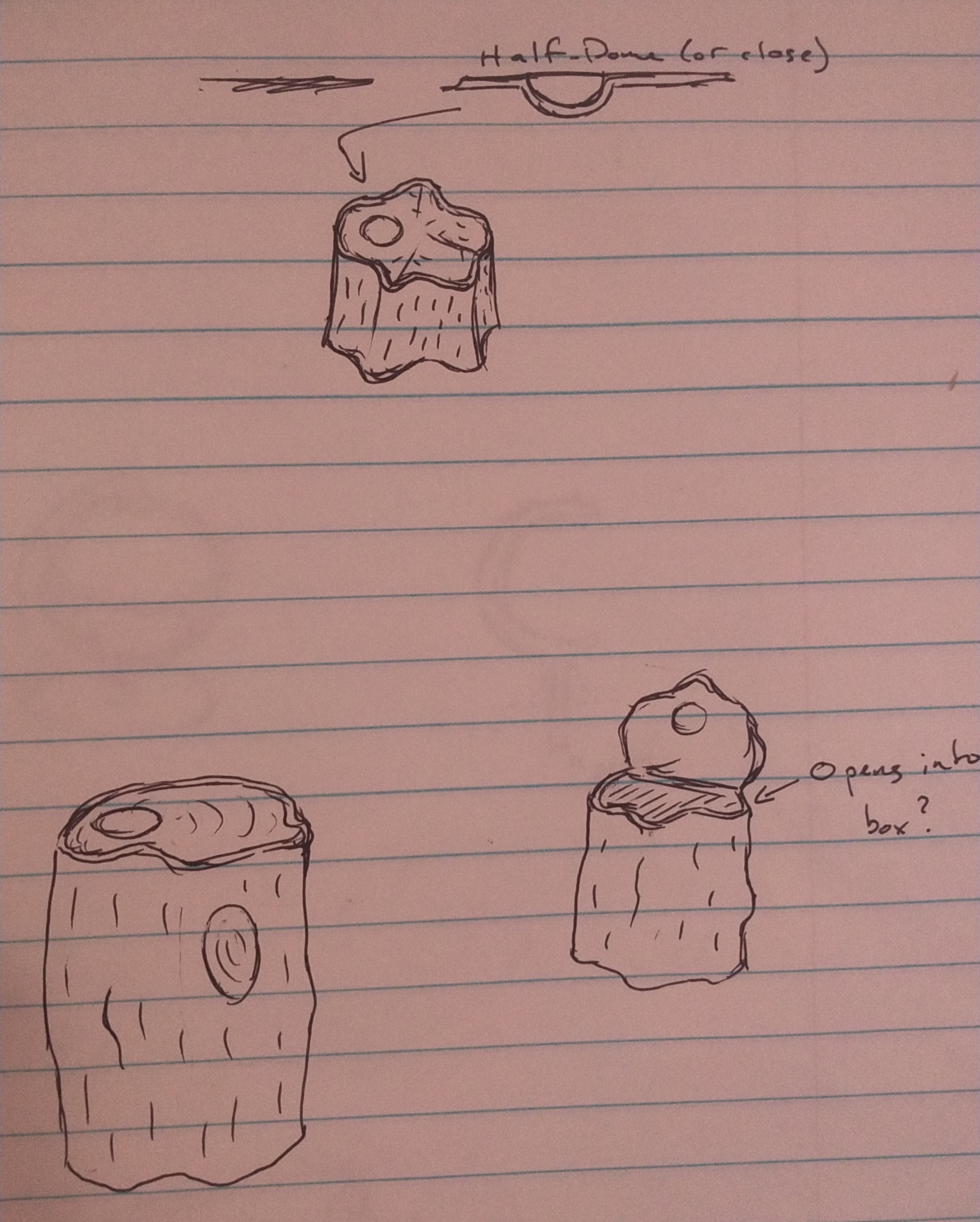 Rough drawings for a stump-shaped box