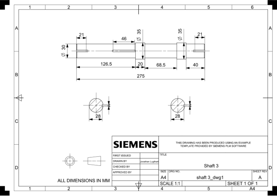 a projection drawing for a shaft