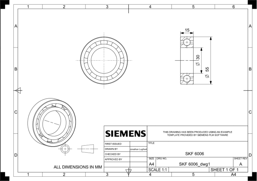 a projection drawing for a bearing