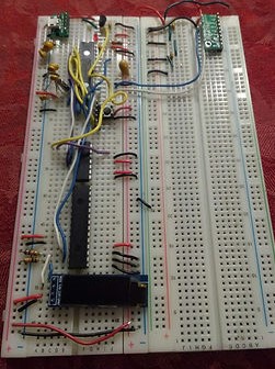 a circuit wired on a breadboard