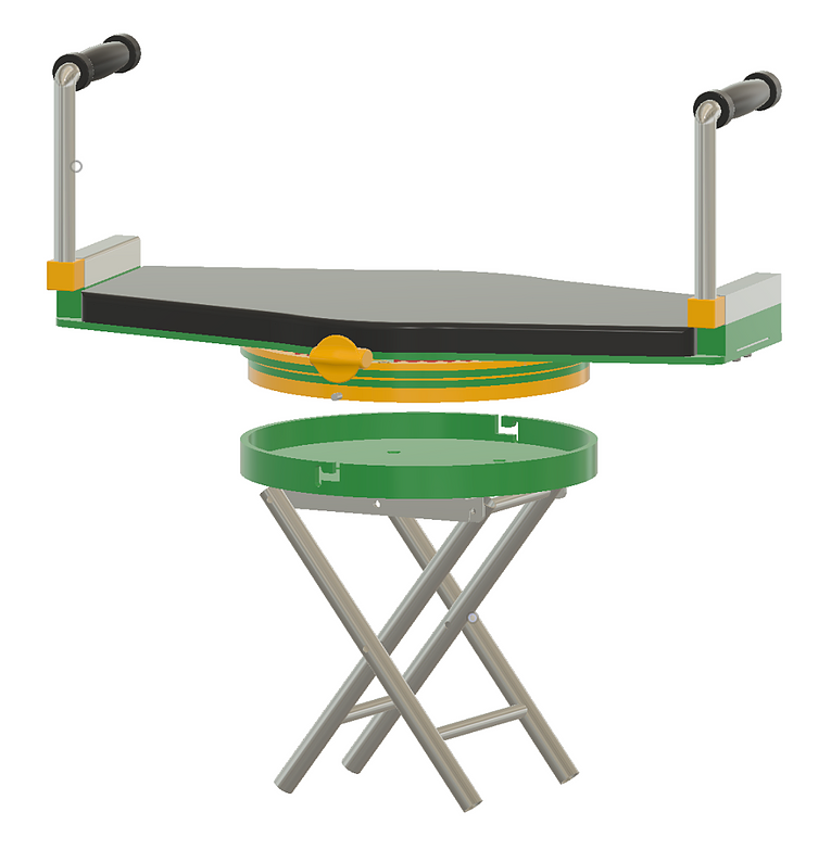 A CAD model of a swiveling garden stool