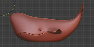 a 3D model of a whale being sculpted