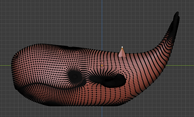 a 3D model of a whale being being point pulled