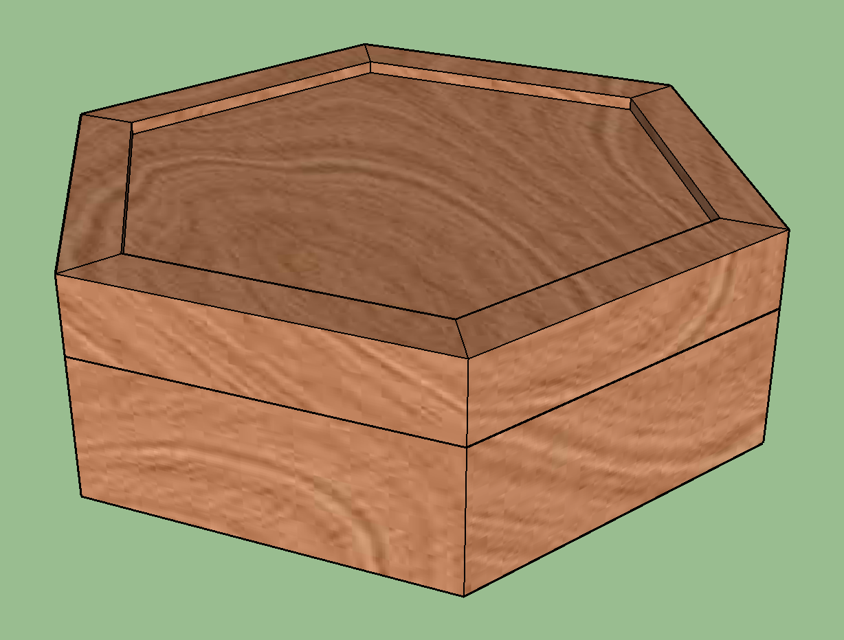 a CAD design for a hexagonal box