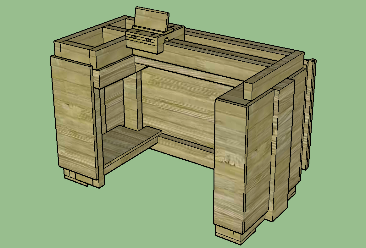 CAD for a rolling lathe base with the lathe attached