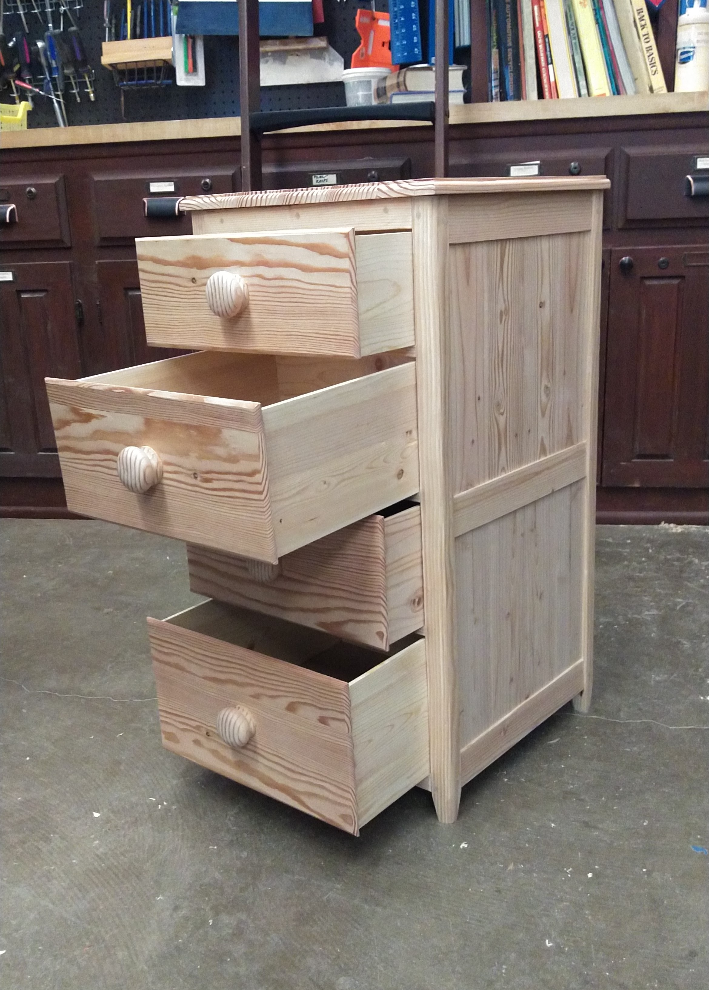 A nightstand with drawers
