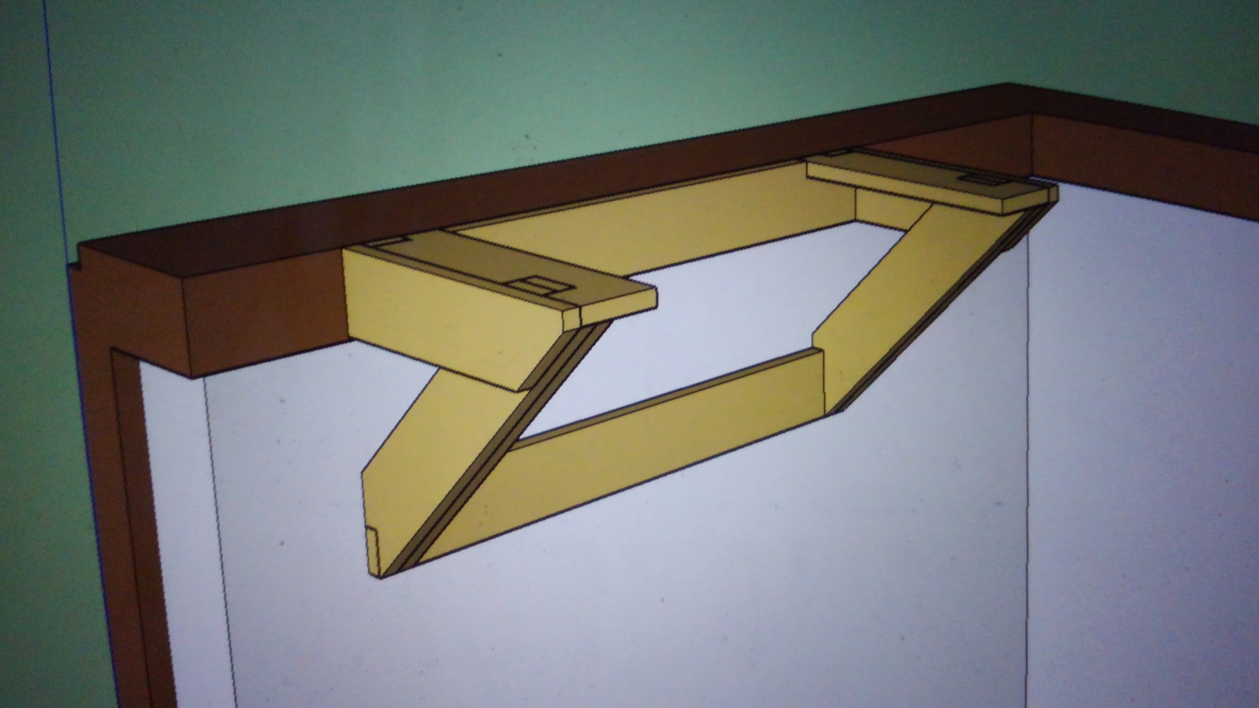 A 3D model of a triangle frame shelf