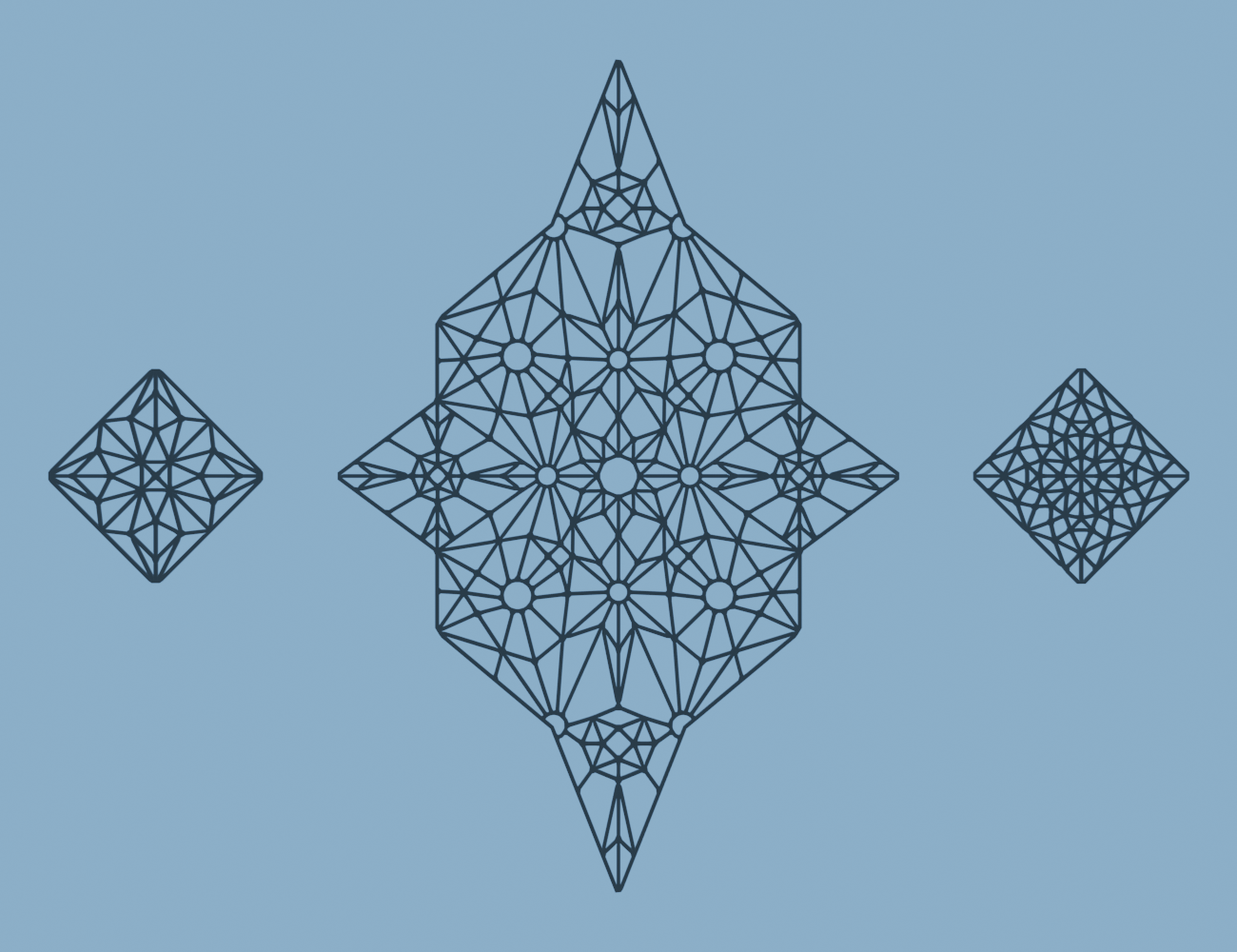 3 geometric patterns made on a computer