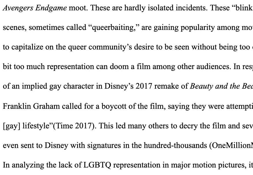a screenshot of an essay about LGBTQ representation in cinema